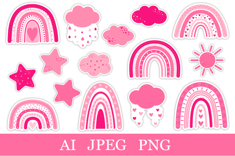 valentine-039-s-rainbow-stickers-rainbow-stickers-printable-png