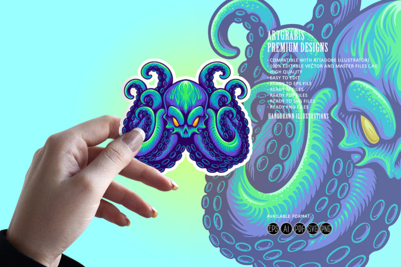 angry-kraken-mascot-blue-octopus-logo-mascot-illustrations