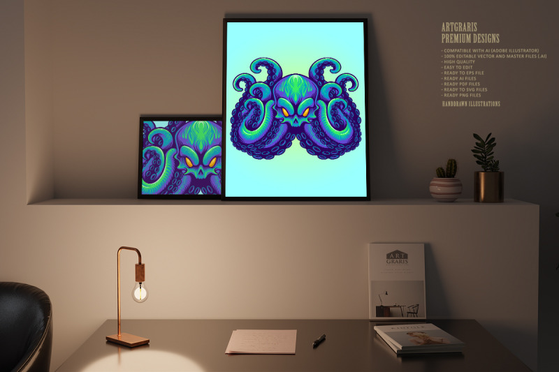 angry-kraken-mascot-blue-octopus-logo-mascot-illustrations