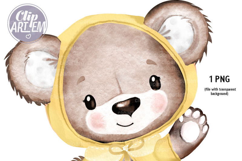 cute-yellow-brown-bear-watercolor-unisex-watercolor-png-clip-art