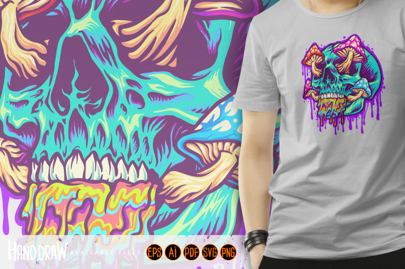 magic-mushroom-with-scary-blue-skull-head-psychedelic