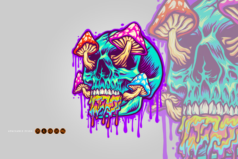 magic-mushroom-with-scary-blue-skull-head-psychedelic