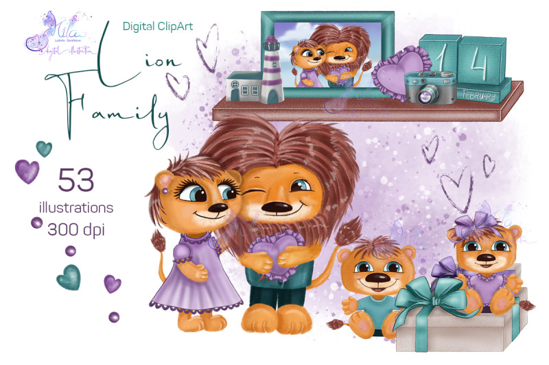 lion-family-digital-clipart