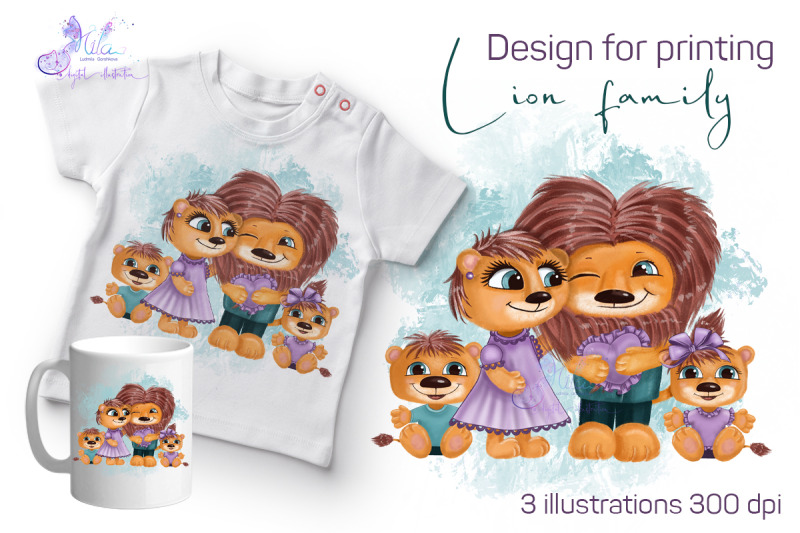 lion-family-design-for-printing