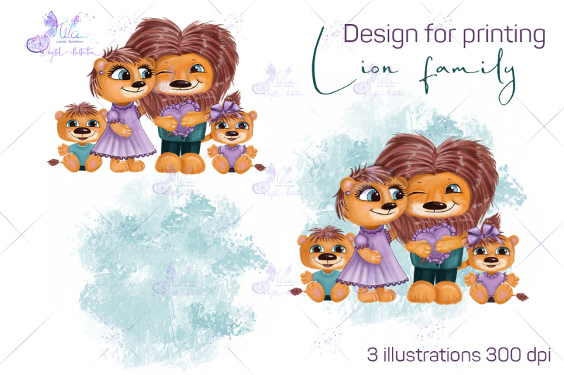 lion-family-design-for-printing