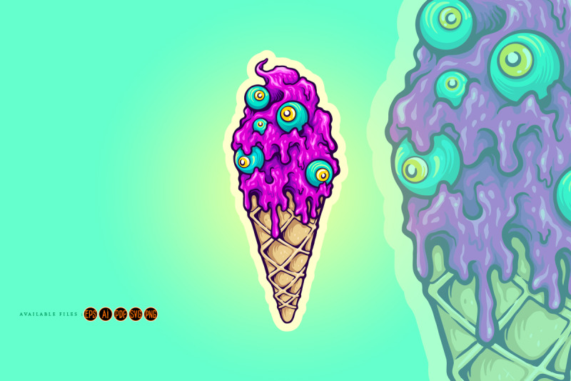 cute-purple-ice-cream-cone-with-blue-zombie-eyes