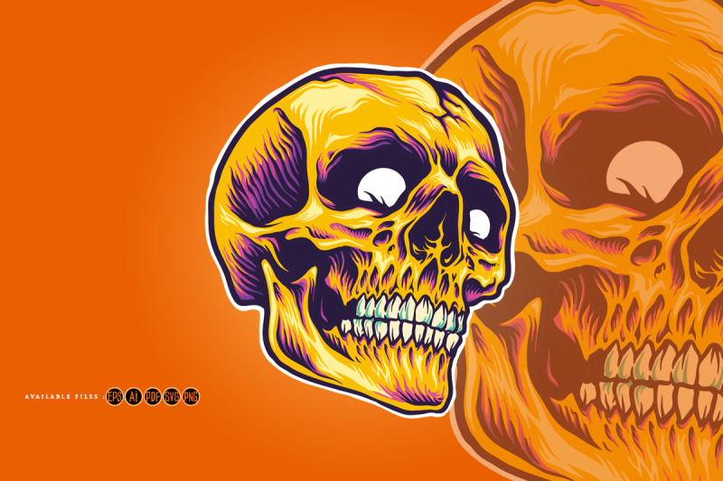 cracked-golden-skull-head-psychedelic-illustrations