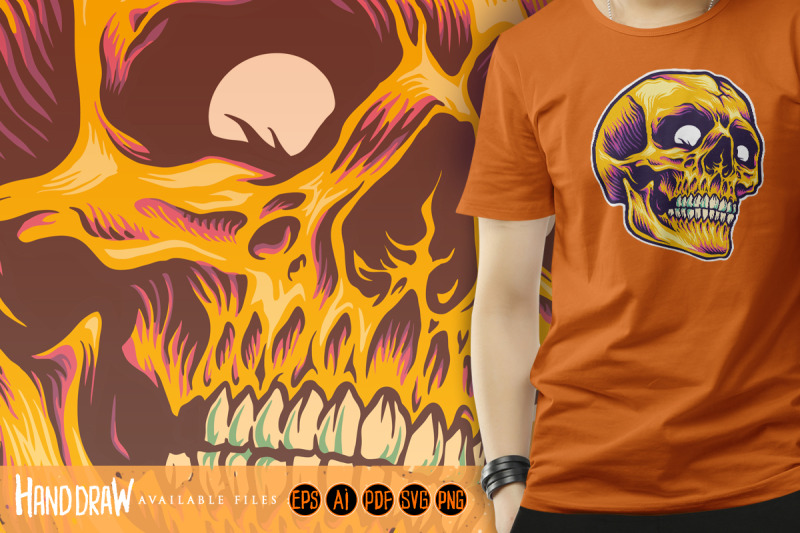 cracked-golden-skull-head-psychedelic-illustrations