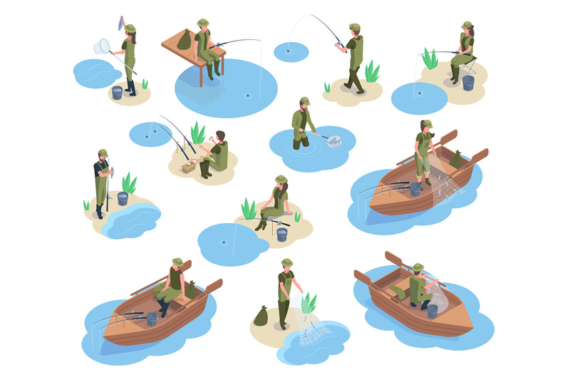 isometric-fishermen-characters-3d-river-or-pond-fishing-characters-u