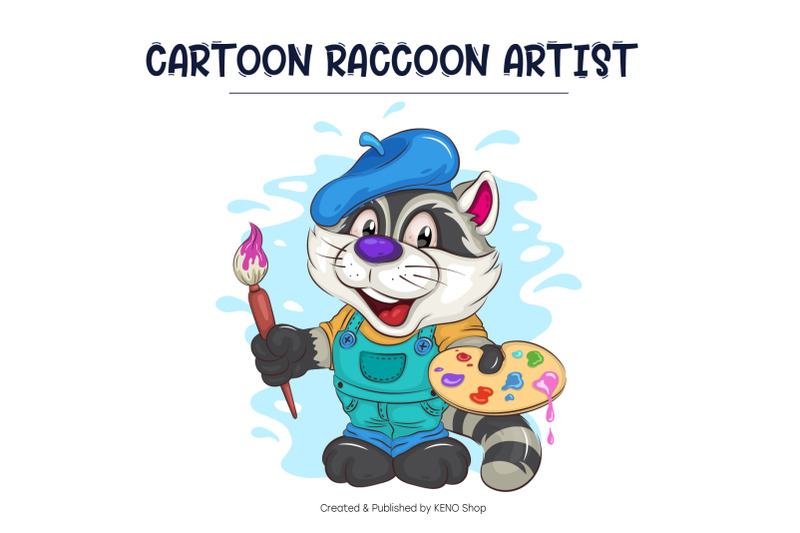 cartoon-raccoon-artist-t-shirt-png-svg