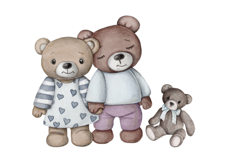 cute-teddy-bear-couple-watercolor-illustrations
