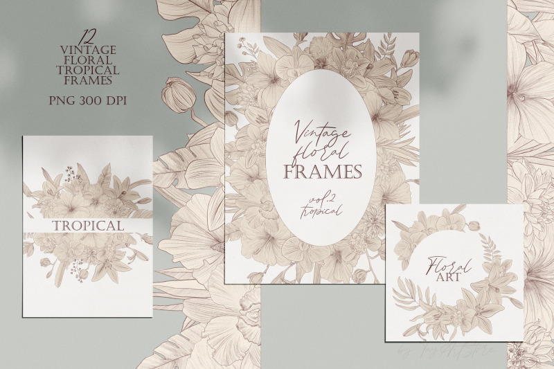 vintage-floral-tropical-frames-floral-arrangements-sublimation-png