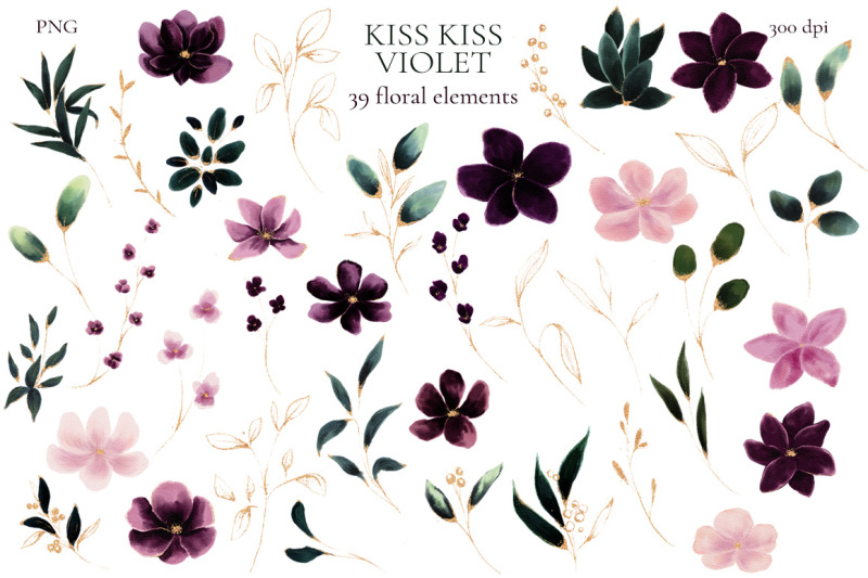 kiss-kiss-violet-watercolor
