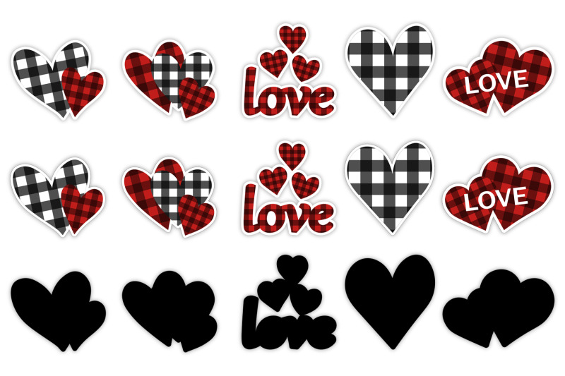 valentine-buffalo-plaid-stickers-hearts-buffalo-sticker-png