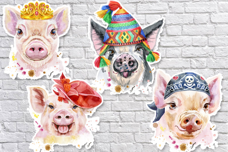 cute-watercolor-pigs-part-1