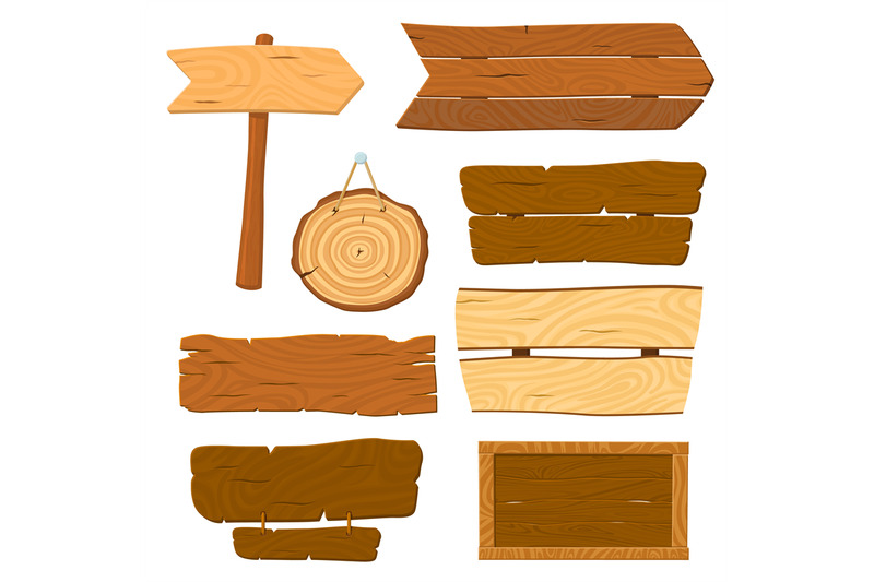 isolated-wooden-planks-cartoon-planked-sign-wood-board-banners-hang