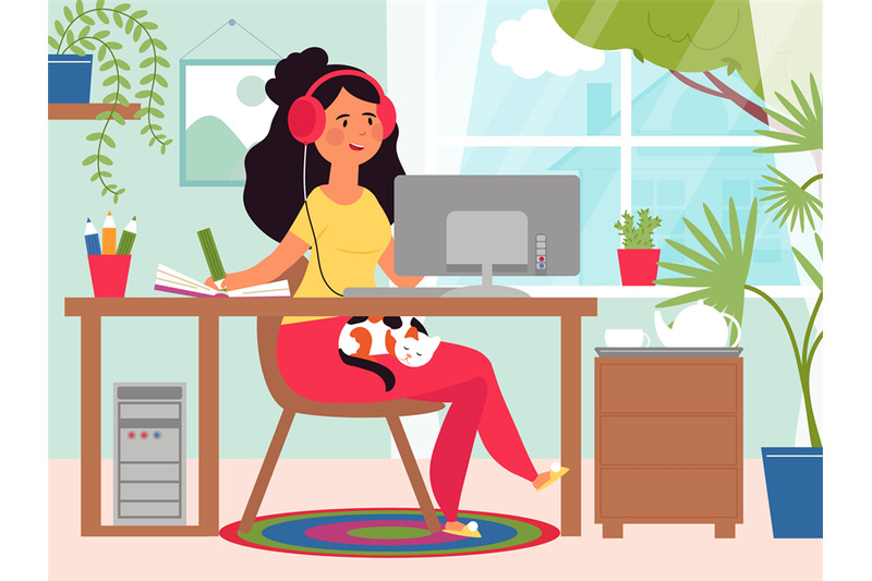 home-office-cartoon-working-girl-business-woman-work-remote-female