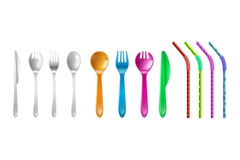 plastic-cutlery-and-straws-drink-straw-colorful-reusable-fork-knife