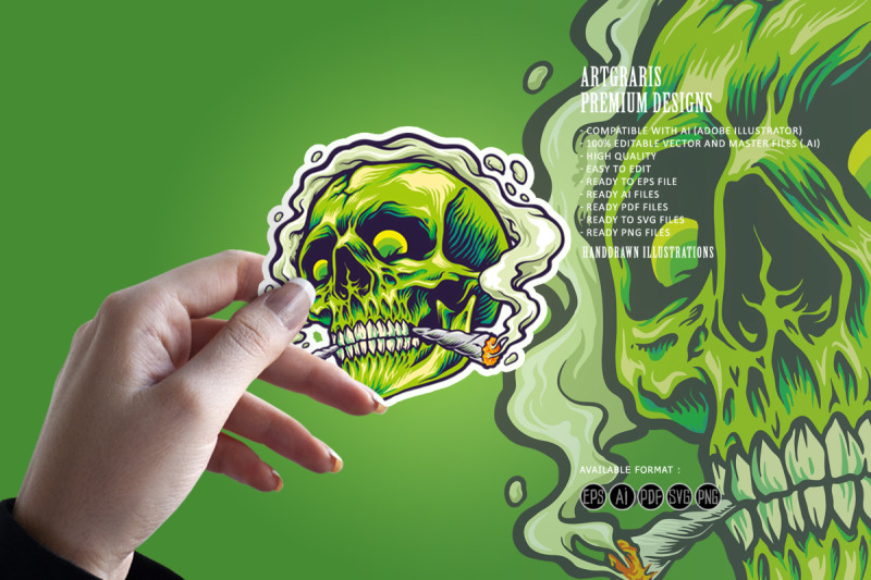 green-skull-joint-smoking-a-weed-marijuana