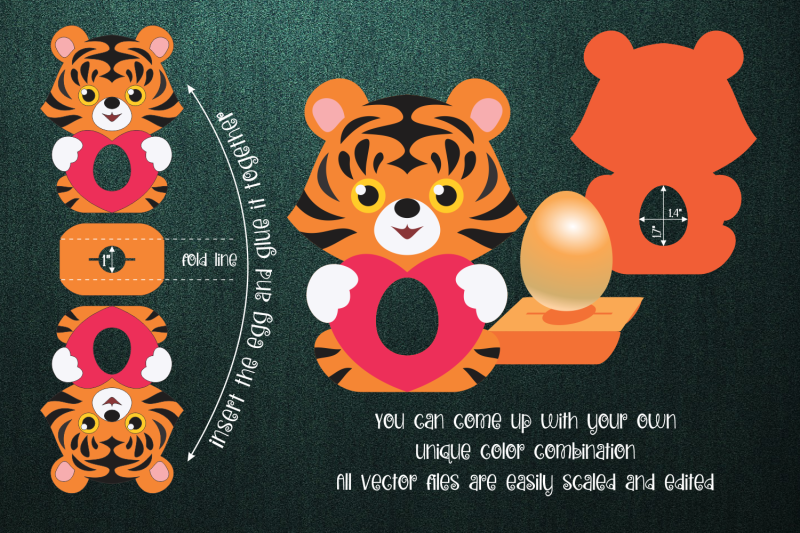 tiger-easter-chocolate-egg-holder-template-svg