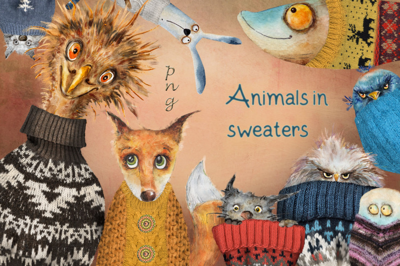 illustrations-of-animals-in-sweaters