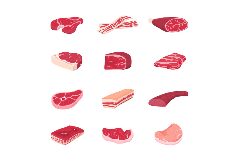 raw-meat-collection-flat-meats-icons-food-cooked-pork-isolated-fres