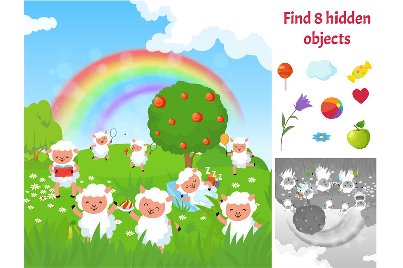 find-hidden-objects-kids-puzzle-game-with-sheep-on-meadow-fun-brain