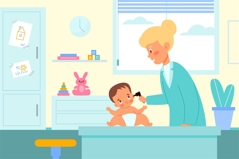 kid-pediatrician-examination-nurse-examines-baby-ears-doctor-with-li