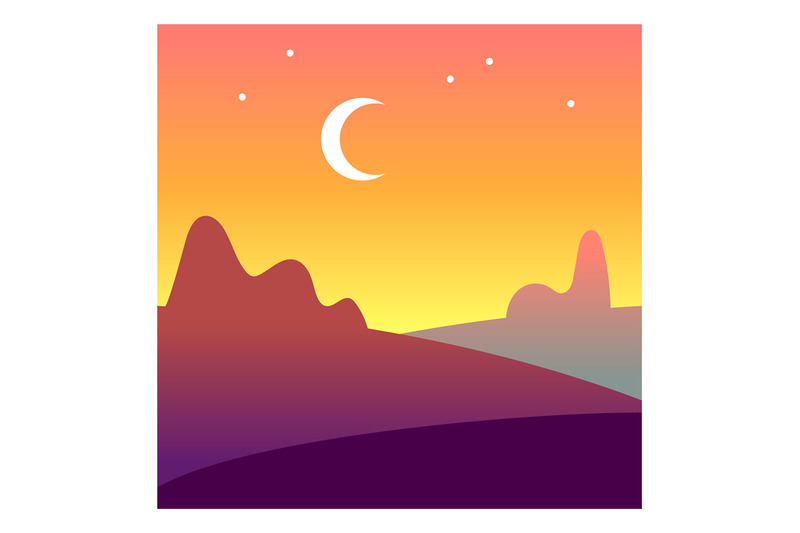 twilight-landscape-moon-crescent-in-light-evening-sky