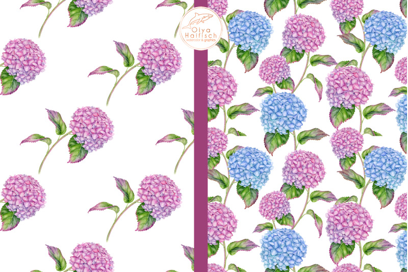 hydrangea-digital-paper-pack-watercolor-floral-seamless-patterns