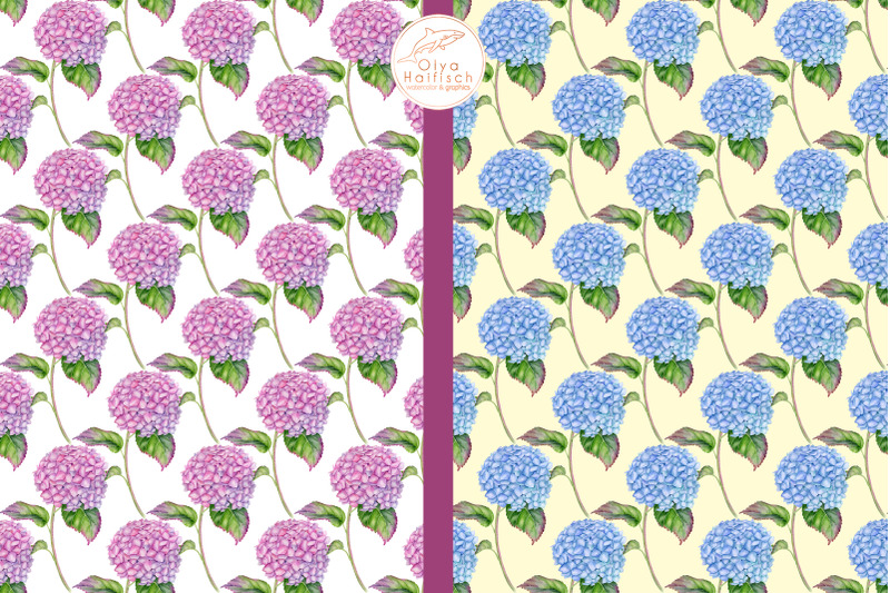 hydrangea-digital-paper-pack-watercolor-floral-seamless-patterns