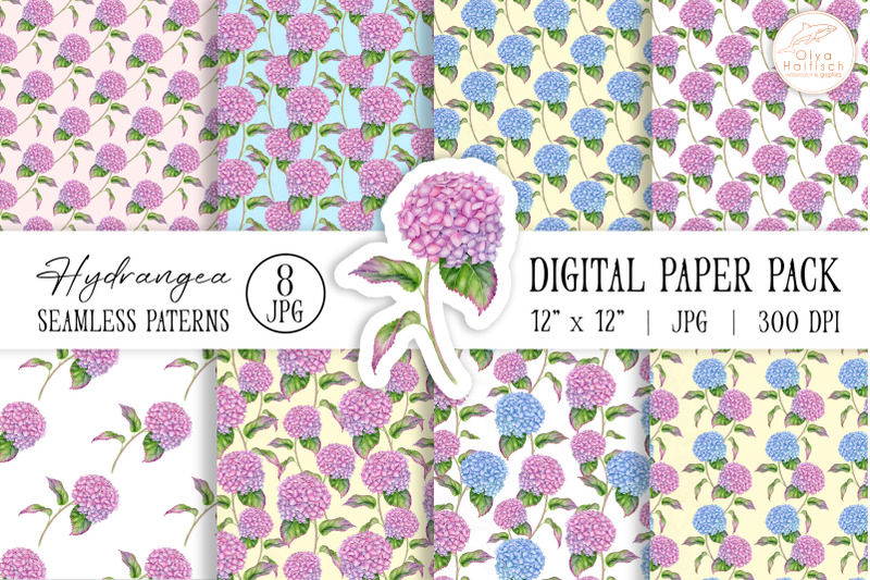 hydrangea-digital-paper-pack-watercolor-floral-seamless-patterns