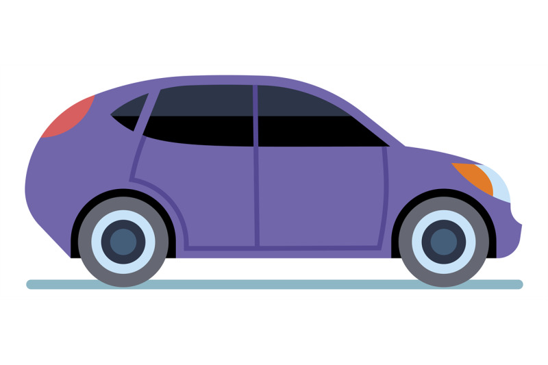 hatchback-side-view-cartoon-purple-car-icon