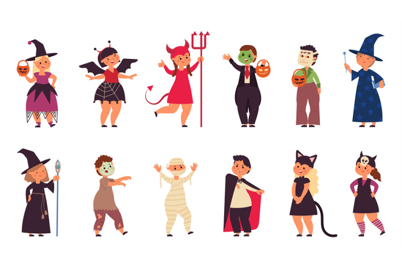 halloween-party-characters-costume-friends-little-cute-kid-zombie-fe