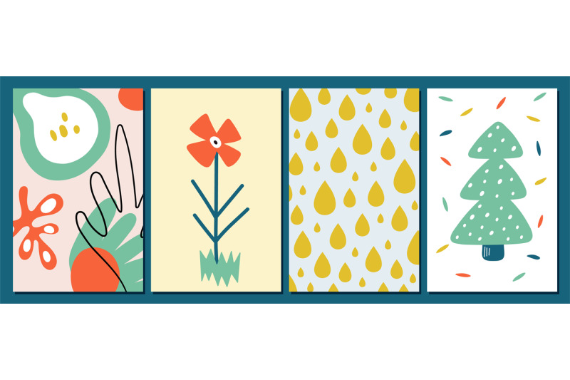 abstract-contemporary-cards-four-seasons-symbols-flower-rain-drops-a