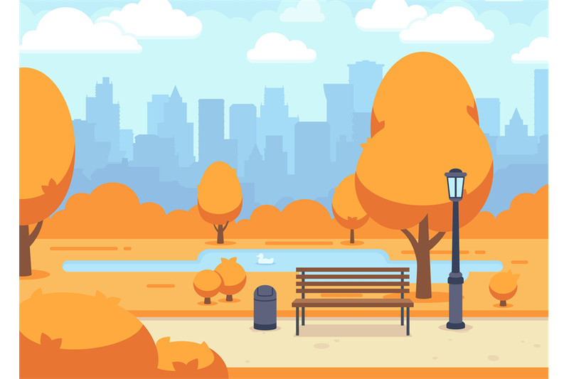 autumn-city-park-beautiful-fall-town-road-with-wooden-bench-outdoor