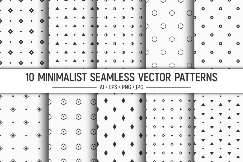 10-minimalist-geometric-shapes-seamless-vector-patterns