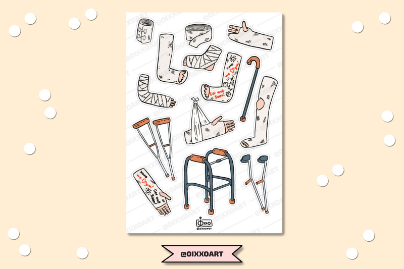 plaster-and-casts-injuries-digital-stickers