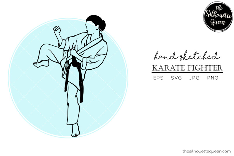 hand-drawn-female-karate-fighter-vector-sketch