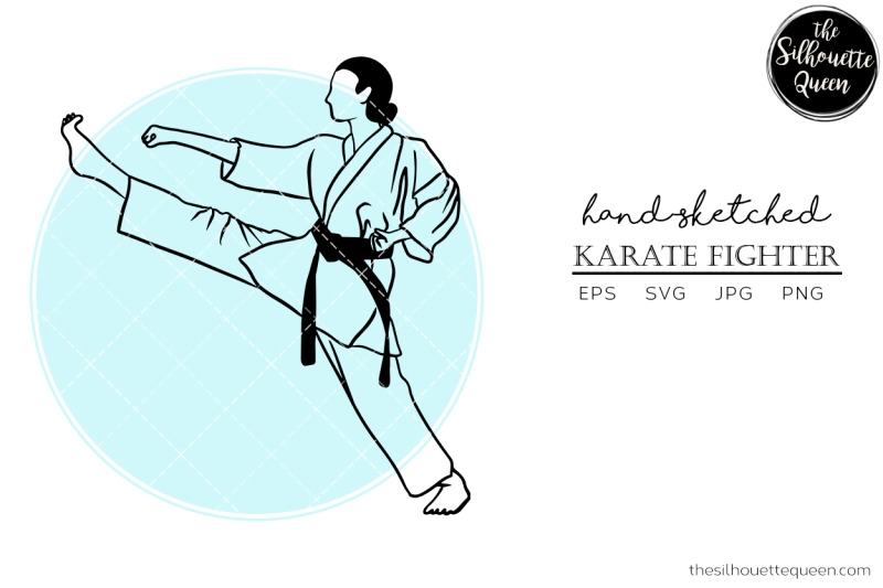 hand-drawn-female-karate-fighter-vector-sketch