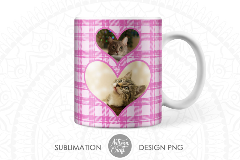 pink-plaid-heart-frame-mug-sublimation-designs-tartan-mug-photo-mug