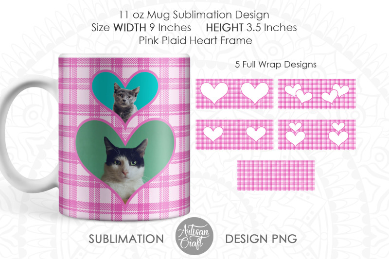 pink-plaid-heart-frame-mug-sublimation-designs-tartan-mug-photo-mug