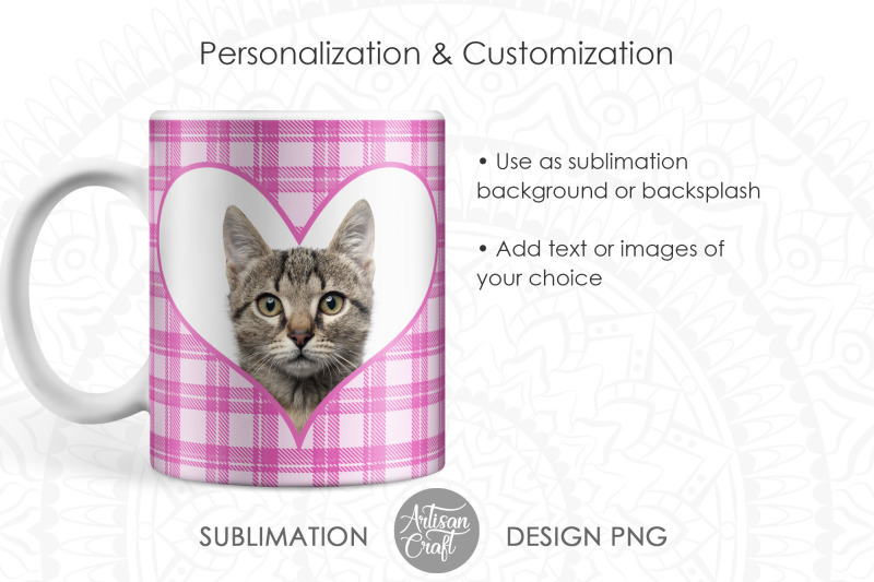 pink-plaid-heart-frame-mug-sublimation-designs-tartan-mug-photo-mug