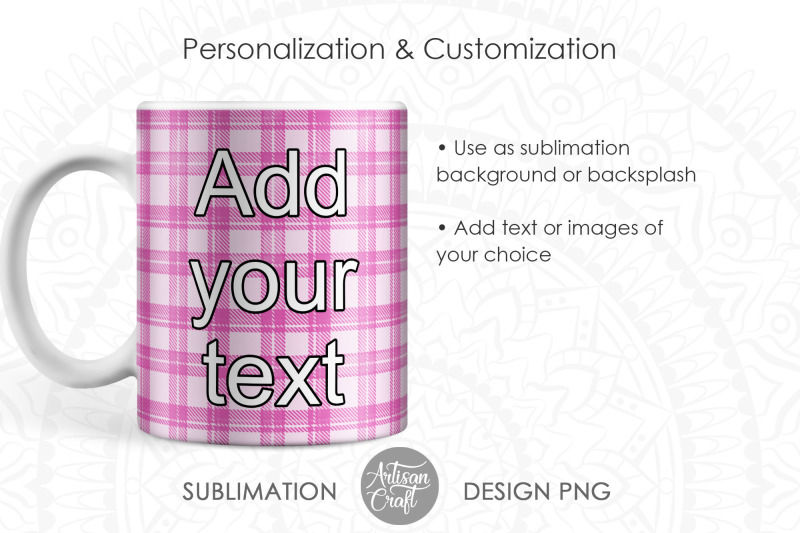 pink-plaid-heart-frame-mug-sublimation-designs-tartan-mug-photo-mug