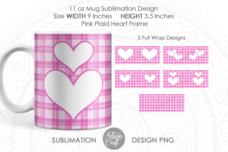 pink-plaid-heart-frame-mug-sublimation-designs-tartan-mug-photo-mug