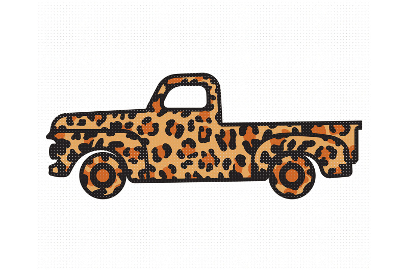 leopard-print-pickup-truck-svg