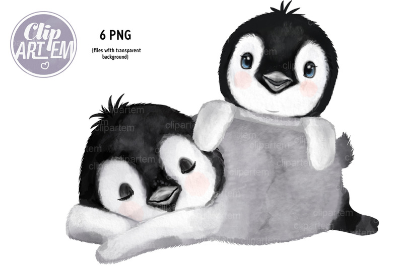 emperor-baby-unisex-penguins-watercolor-6-png-clip-art-bundle