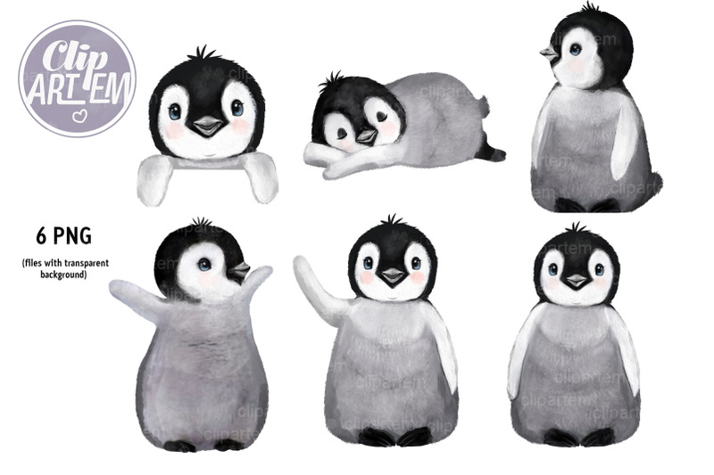 emperor-baby-unisex-penguins-watercolor-6-png-clip-art-bundle