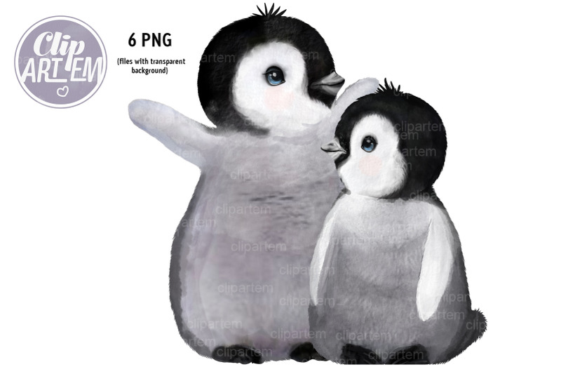 emperor-baby-unisex-penguins-watercolor-6-png-clip-art-bundle