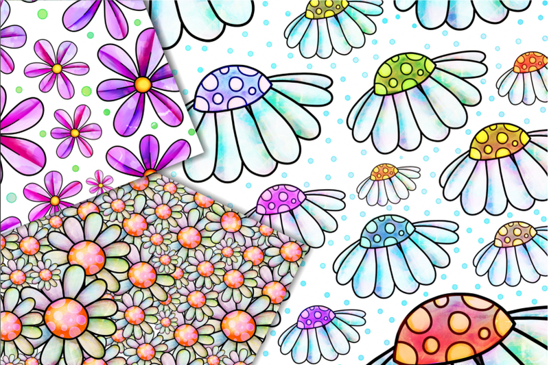 doodle-daisy-flower-power-digital-papers